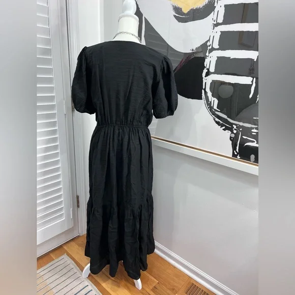 Simply Vera Vera Wang Black Short-Sleeve Maxi Dress, Size L - Picture 3 of 10